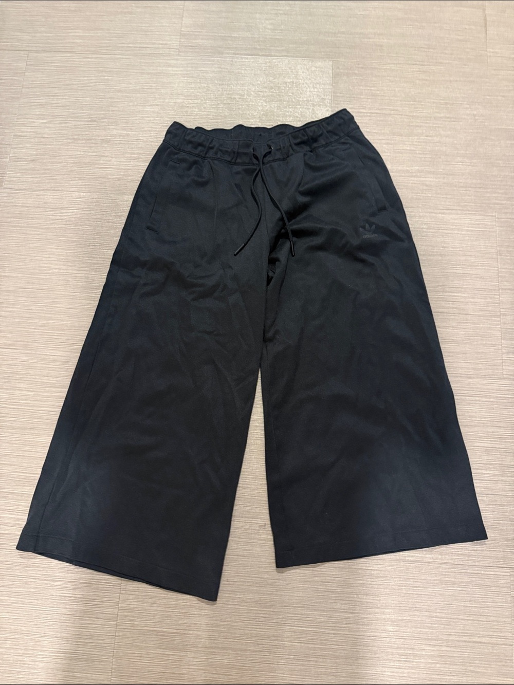adidas Black Wide-Leg Drawstring Joggers